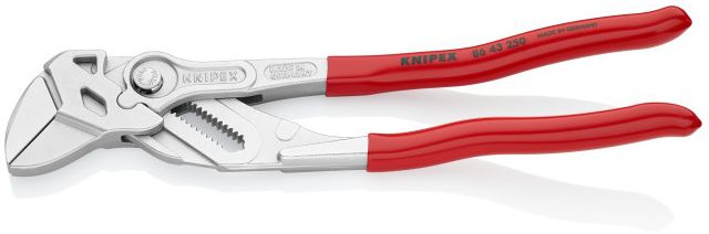 KNIPEX Zangenschlüssel, gewinkelt 86 43 250, L= 250mm, 15°, verchromt - Zangen, Schneiden