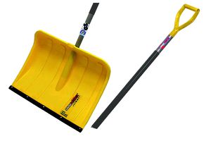 Schneeschieber Kunststoff, Gelb B= 500mm, L= 140cm, mit Stiel - Bauwerkzeuge