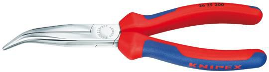 KNIPEX Telefonzange, gebog., verchromt 2625, L= 200mm, Mehrkomp.-Griffhülle - Zangen, Schneiden