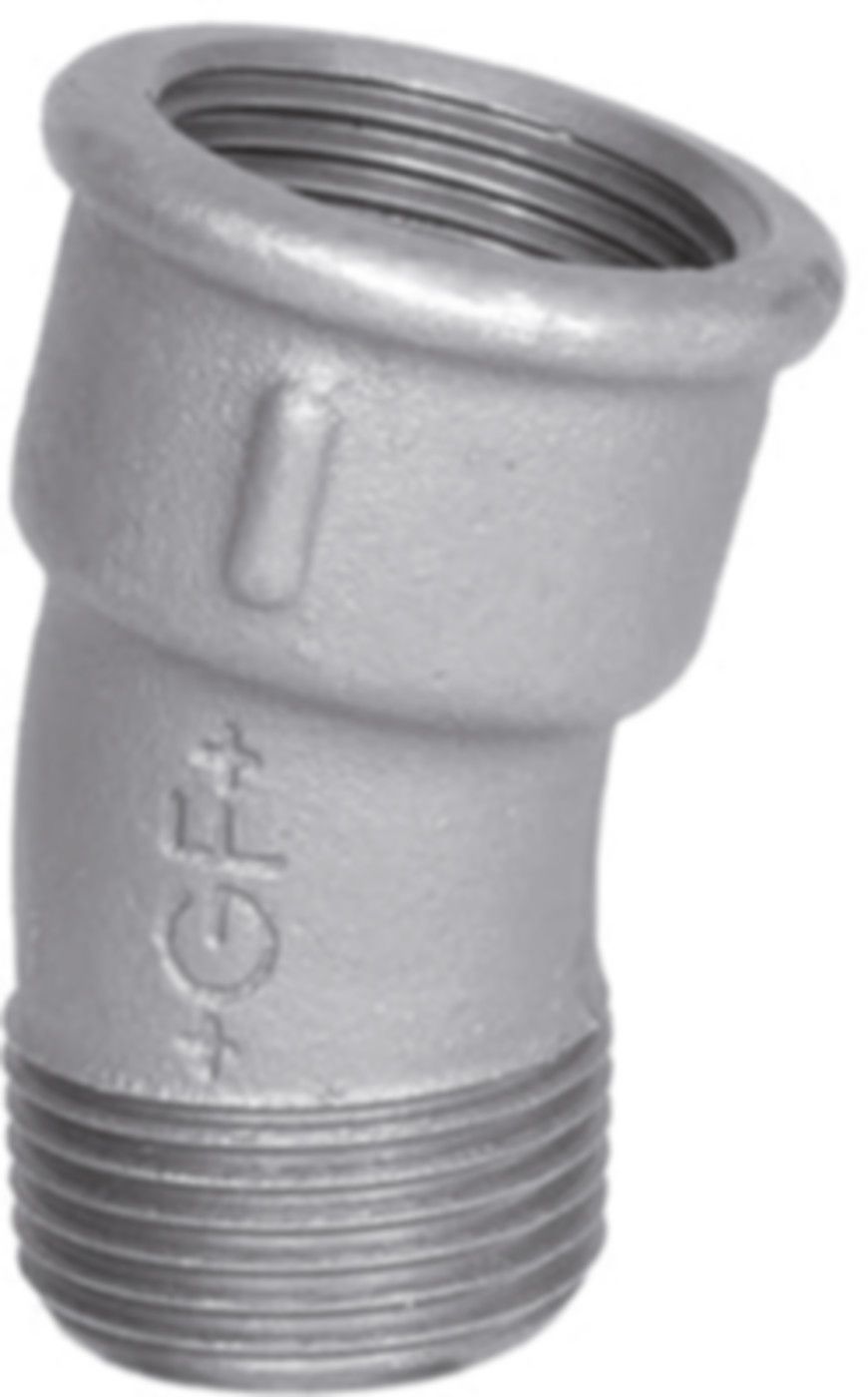 Bogen 15° 53 V 21/2" 770 053 210 - GF verz. Tempergussfittings