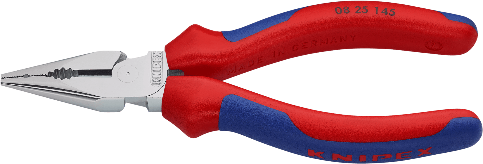 KNIPEX Spitz-Kombizange, verchromt 0825, L=145 mm , Mehrkomp.-Griffhülle - Zangen, Schneiden