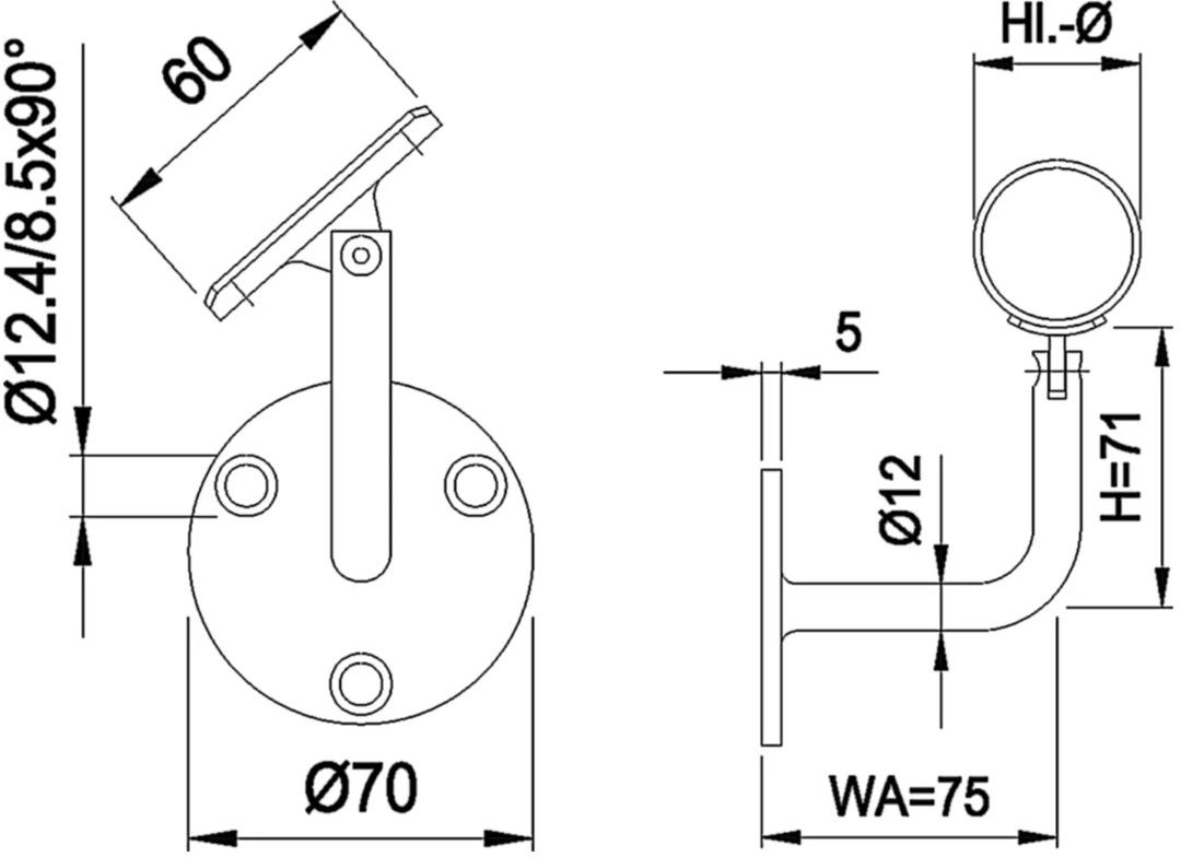 Wandkonsole mit Auflager beweglich 33.7 mm geschliffen 126627 - INOXTECH-Handlauf-/Geländer-System