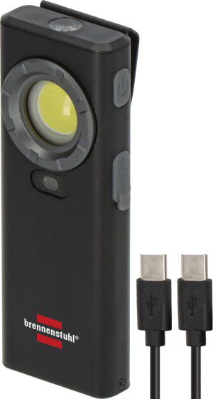 BRENNENSTUHL LED Akku Handleuchte HL 1200 AS 1200lm, 6500K, mit Clip und Magnet, USB C - Lampen, Leuchten