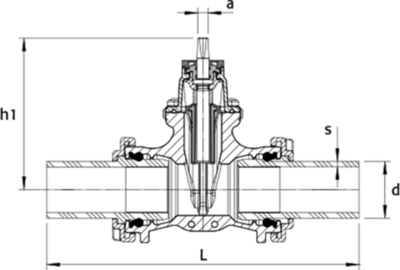 Schieber mit PE-Stutzen für Gas PE100 S5 DN 125 / d 140mm - Wild Armaturen