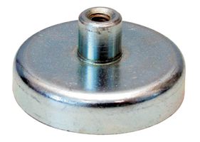 Flachtopfmagnet mit Gewinde M4, silber Ø 25mm, H= 15mm, Haftkraft 4kg - Heften, Schneiden