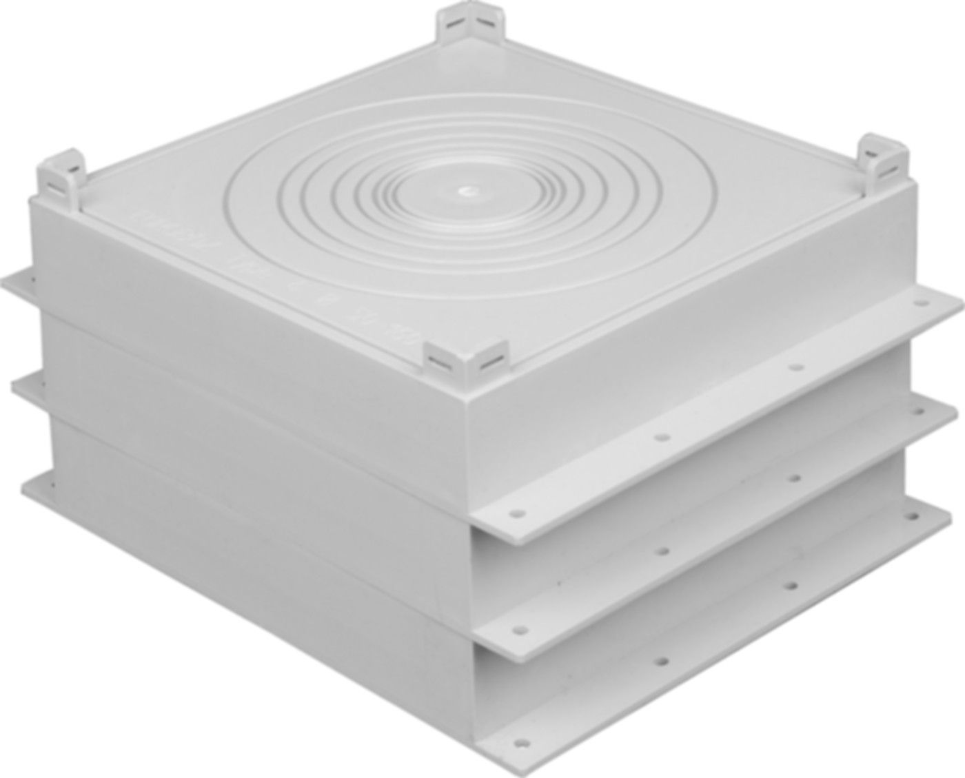 Eurobox Typ EB4 205x205x40mm Anschlussrohr 50-160mm stabelbar - Einlegehilfen
