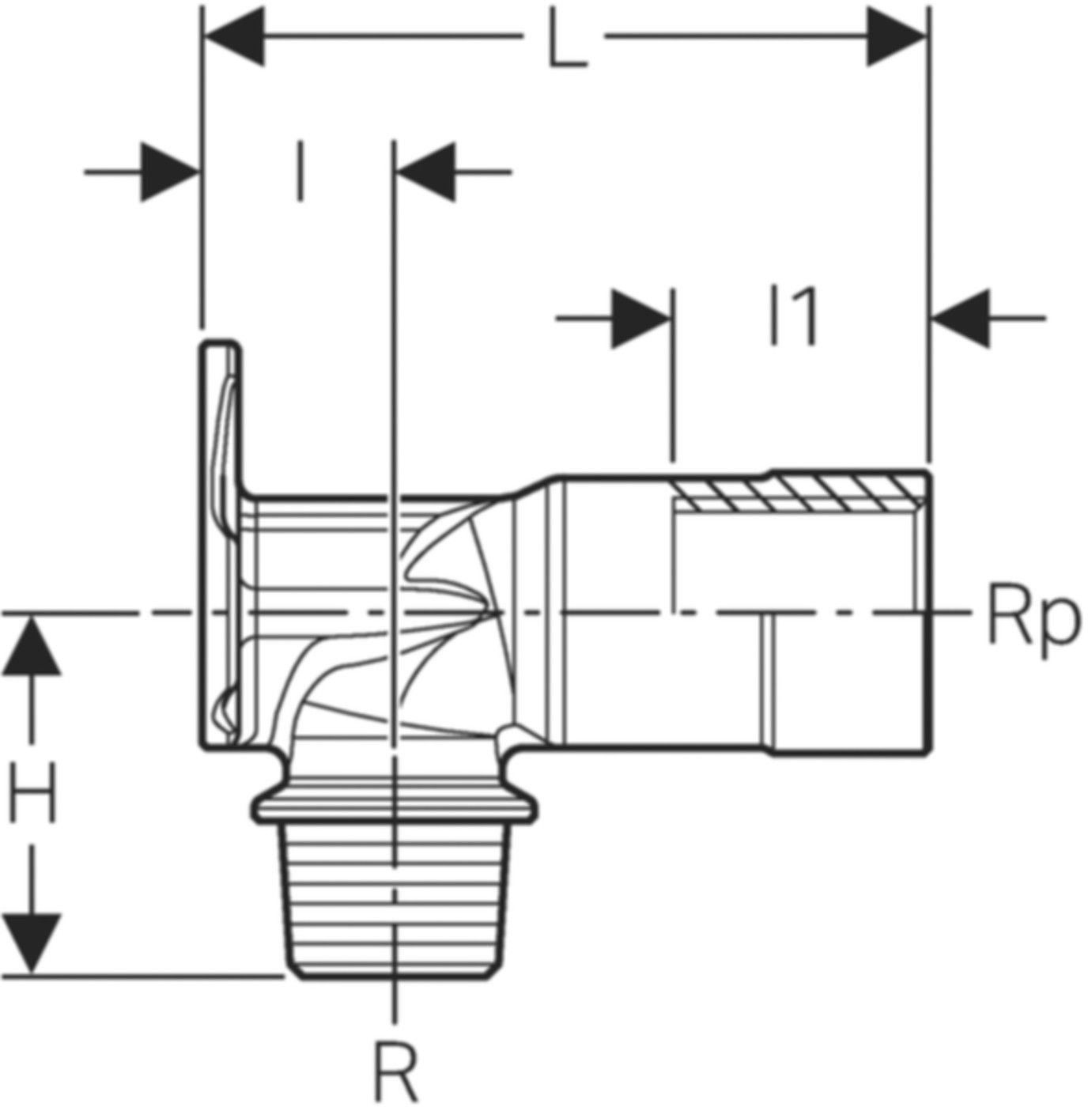 Anschlusswinkel 90° 1/2"- MF1/2" 602.299.00.1 mit Aussengewinde - Geberit-Push Fit-Formstücke