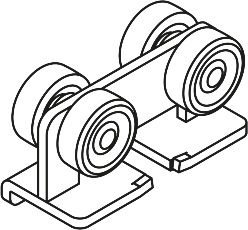 HAWA-PORTA Laufwagen, Porta 300S, Kugellager Kunststoffrollen, ohne Tragschraube, max. 300kg - Schiebetür- und Schiebetorbeschläge