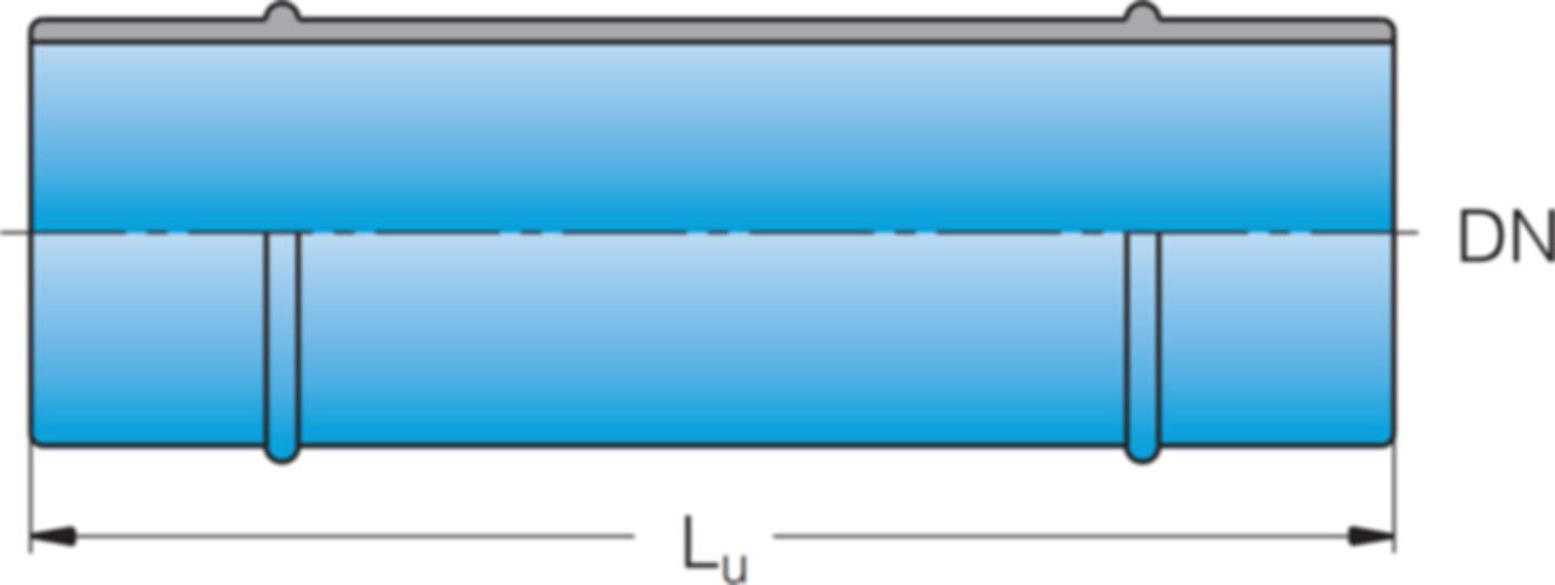 Glattrohr mit 2 Schweisswulsten L=800mm DN 200 - Frischhut Steckmuffenformstücke