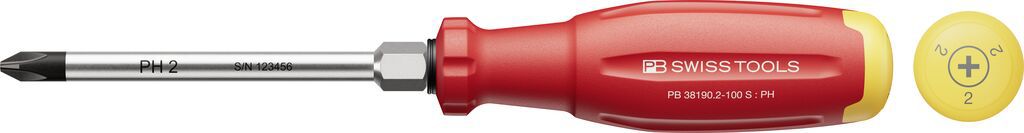 PB Schraubenzieher, SwissGrip Evo, Phillips PH , m PB 38190 , Gr. 2 , L=100mm - Schraubenzieher