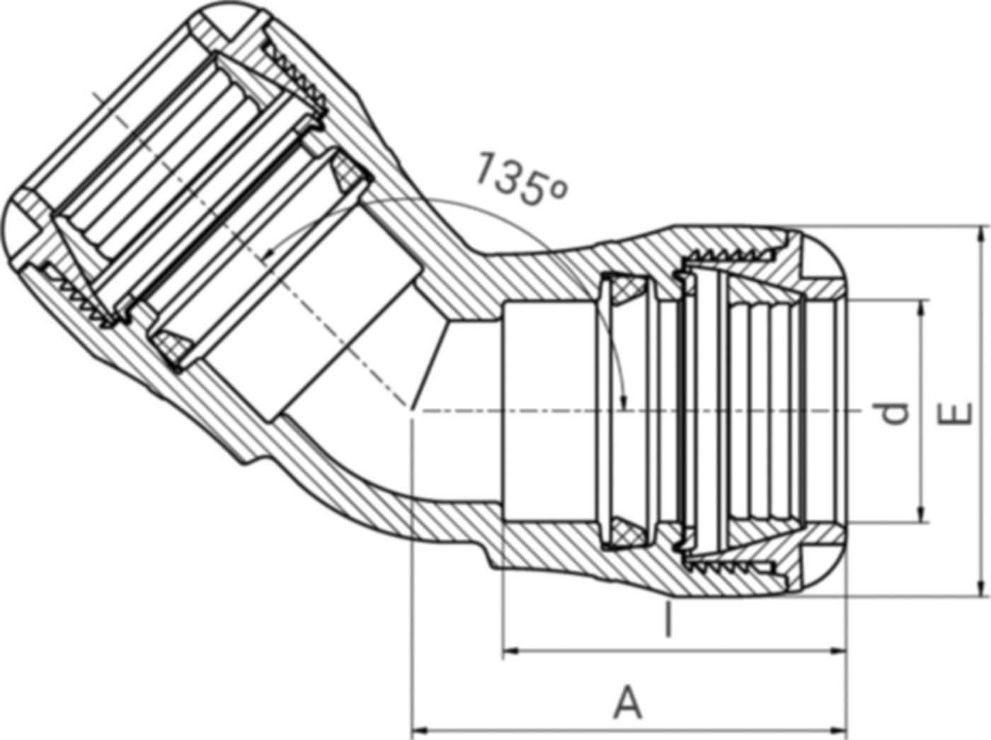 Steckmuffen-Winkel 45° 1006 d 40mm - Plasson-Steckfittinge