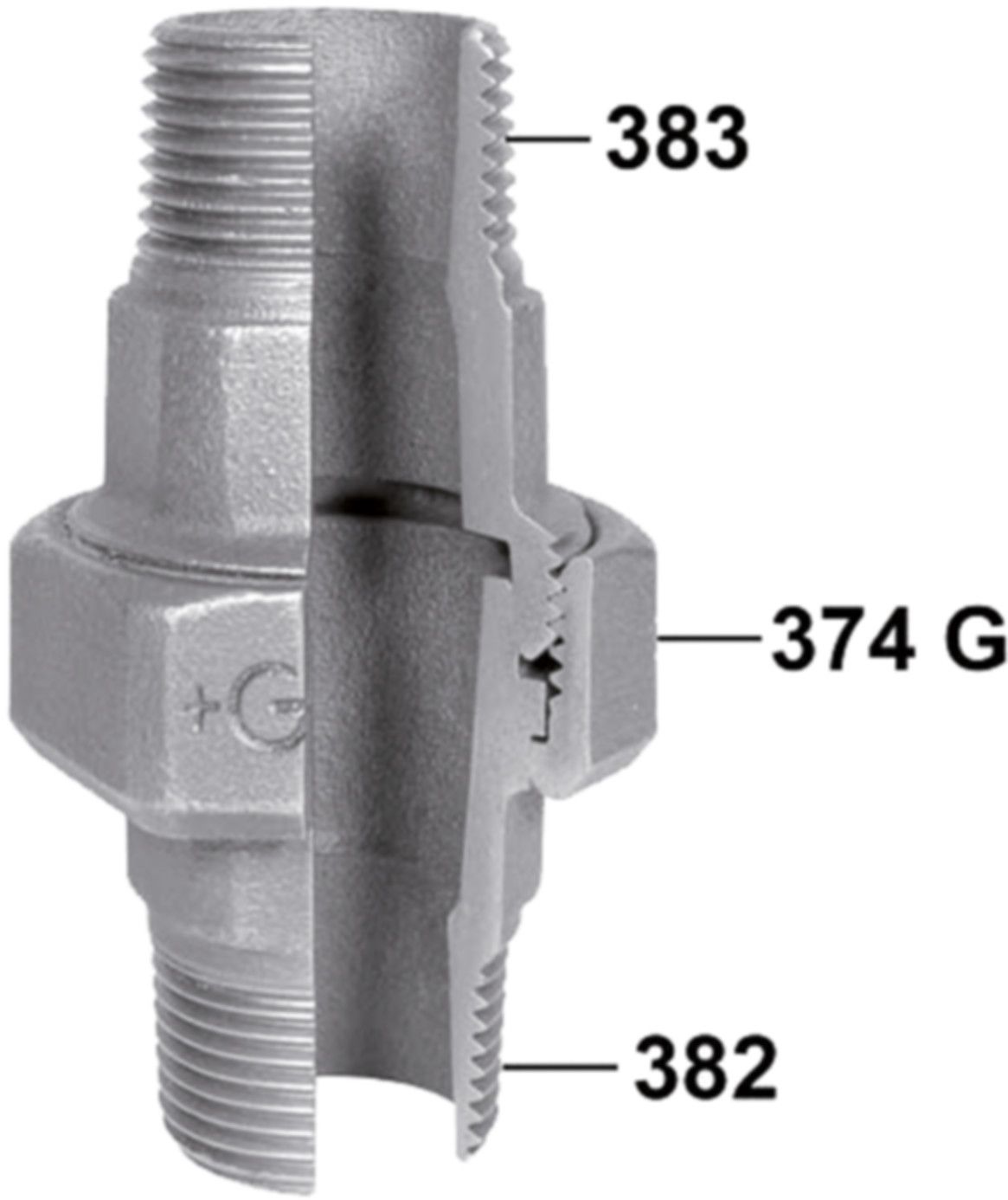 Verschraubung 344 V 2" m/Kegeld. 770 344 209 - GF verz. Tempergussfittings