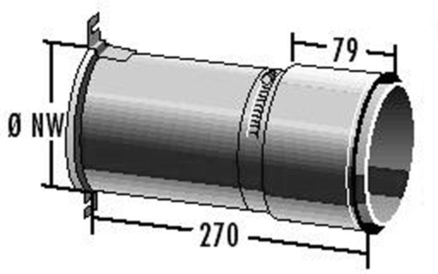 Alkon Anschlussteil zu T-Stk. d 130 mm 6KAT130 mit Wandfutterschiebeelement - Kaminsystem V4A einwandig