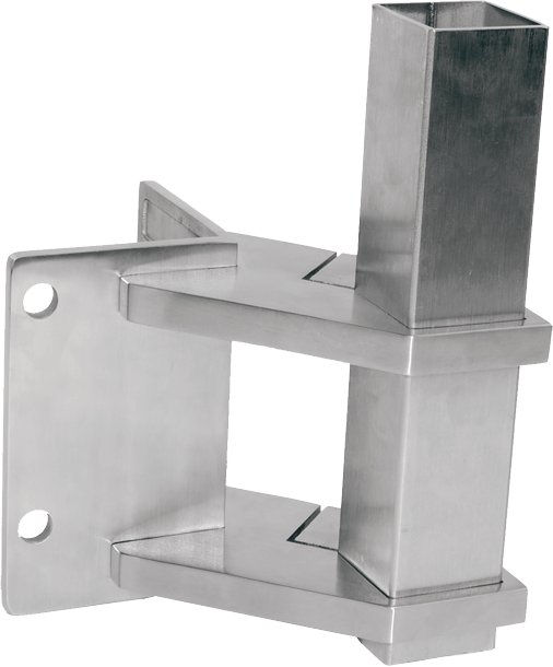 Eck-Pfosten-Klemmhalter eckige Form 127817 40x40 mm geschliffen 1.4301 Plattendicke 8 mm - INOXTECH-Handlauf-/Geländer-System
