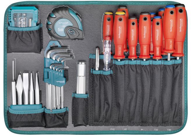 TECHNOCRAFT ABS-Werkzeugkoffer "PRO CHROME 152" 152-tlg., Antrieb 1/4" + 1/2" - Werkzeugkoffer,Sortimentskoffer,Behälter