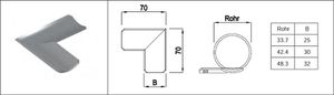 Eck-Auflageblech breite Ausführung HI. 33.7 mm Stahl S235JR - INOXTECH-Handlauf-/Geländer-System