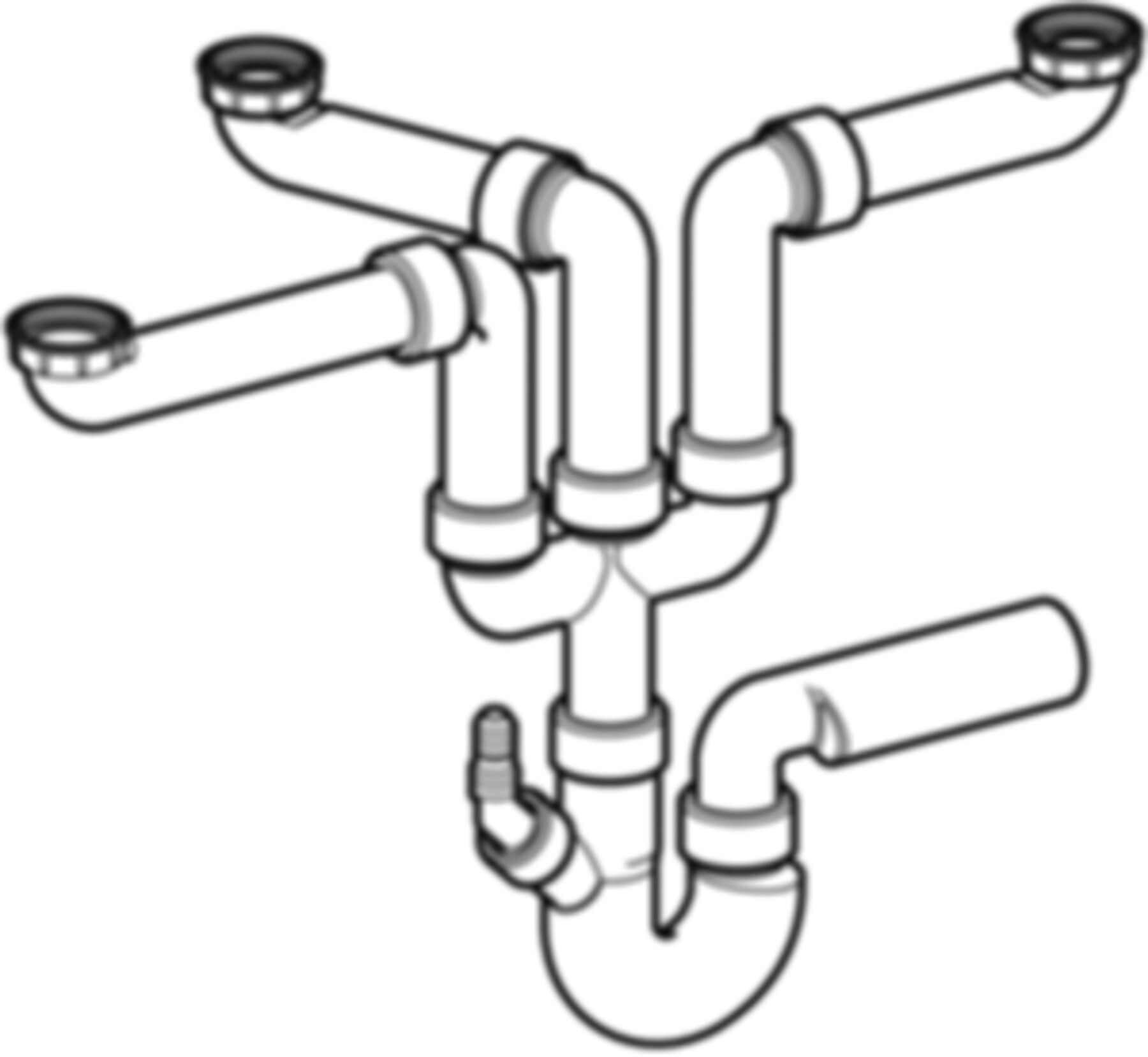 Spültischsifongarnitur PP 3-teilig d 56mm - 1 1/2" 152.808.06.1 - Geberit-Sifon + Apparateanschlüsse