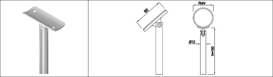 Einschweisskonsole beweglich 42.4 mm geschliffen 126634 - INOXTECH-Handlauf-/Geländer-System