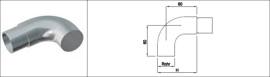 Endabschluss 42.4 x 2 mm, H 81 mm geschliffen 129751 - INOXTECH-Handlauf-/Geländer-System