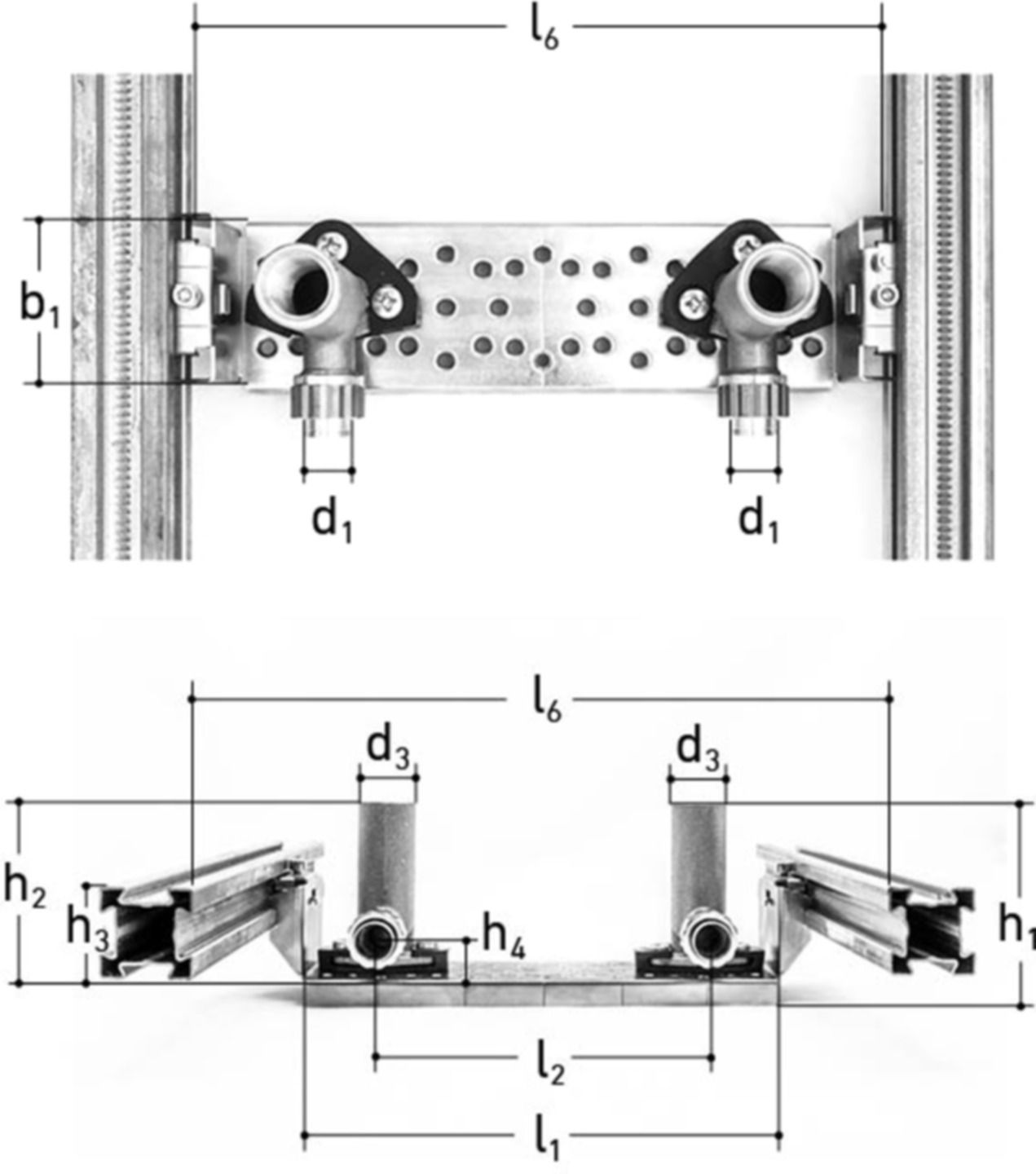 Armaturenplatte für GIS Profil mit Armaturenanschl. 1/2" x 20mm 5458.022 - JRG Sanipex-Rohre und Formstücke