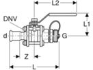 Kugelhahn geflanscht 22mm- 1" 92112 mit Schlauchanschluss - Geberit Systemventile / Armaturen