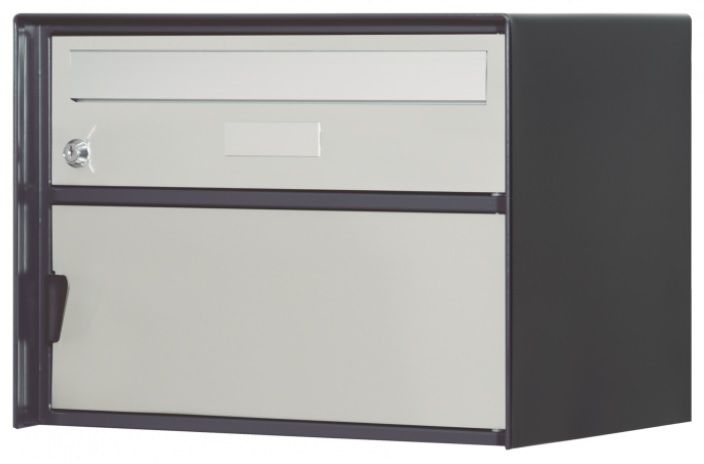 Briefkasten Gotthard anthrazit grau, RAL 7016 chromstahl Türen, BxHxT= 415x310x303mm - Briefkasten Huber
