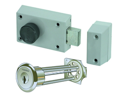 KABA 8 Riegelschloss Typ 1001A Alu grau Lackiert, mit Zylinder und 3 Schlüssel - Kaba 8, Lagerprodukt