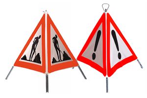 TRIOPAN-Faltsignal, "Construction Line" R1 60cm, Andere Gefahren 1.30, inkl. Etui - Bauwerkzeuge