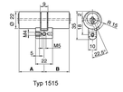 KABA 20 Doppelzylinder Typ M1515 37.5/32.5, mit 5 Schlüsseln - Kaba 20, Lagerprodukt
