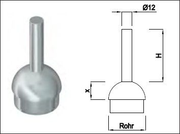 Steckkonsole zum Anschweissen rund Rk Pfos 33.7mm,TH50mm,geschl,1.4301 - INOXTECH-Handlauf-/Geländer-System