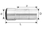 Reduktionsnippel, mit Einsteckende d 28-22 mm 9827.2822 - SudoFIT-Formstücke