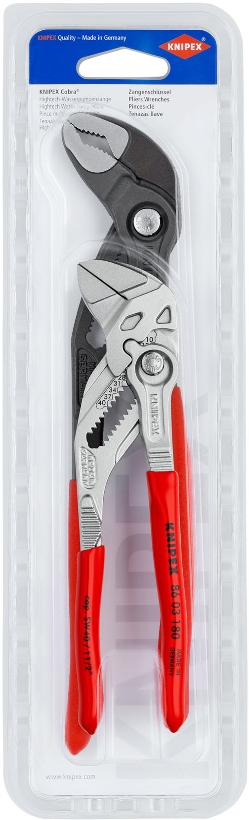 KNIPEX Zangen-Set 2-teilig 00 31 20 V03 1xZangenschlüssel 180 mm,1xWasserpumpenzange 250mm - Zangen, Schneiden