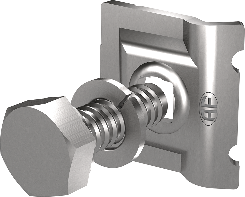 Klemmplatte + Schraube M10x25 Inox AF 285.099.025 / FE 85 - AF Blitzschutz-Erdungszubehör