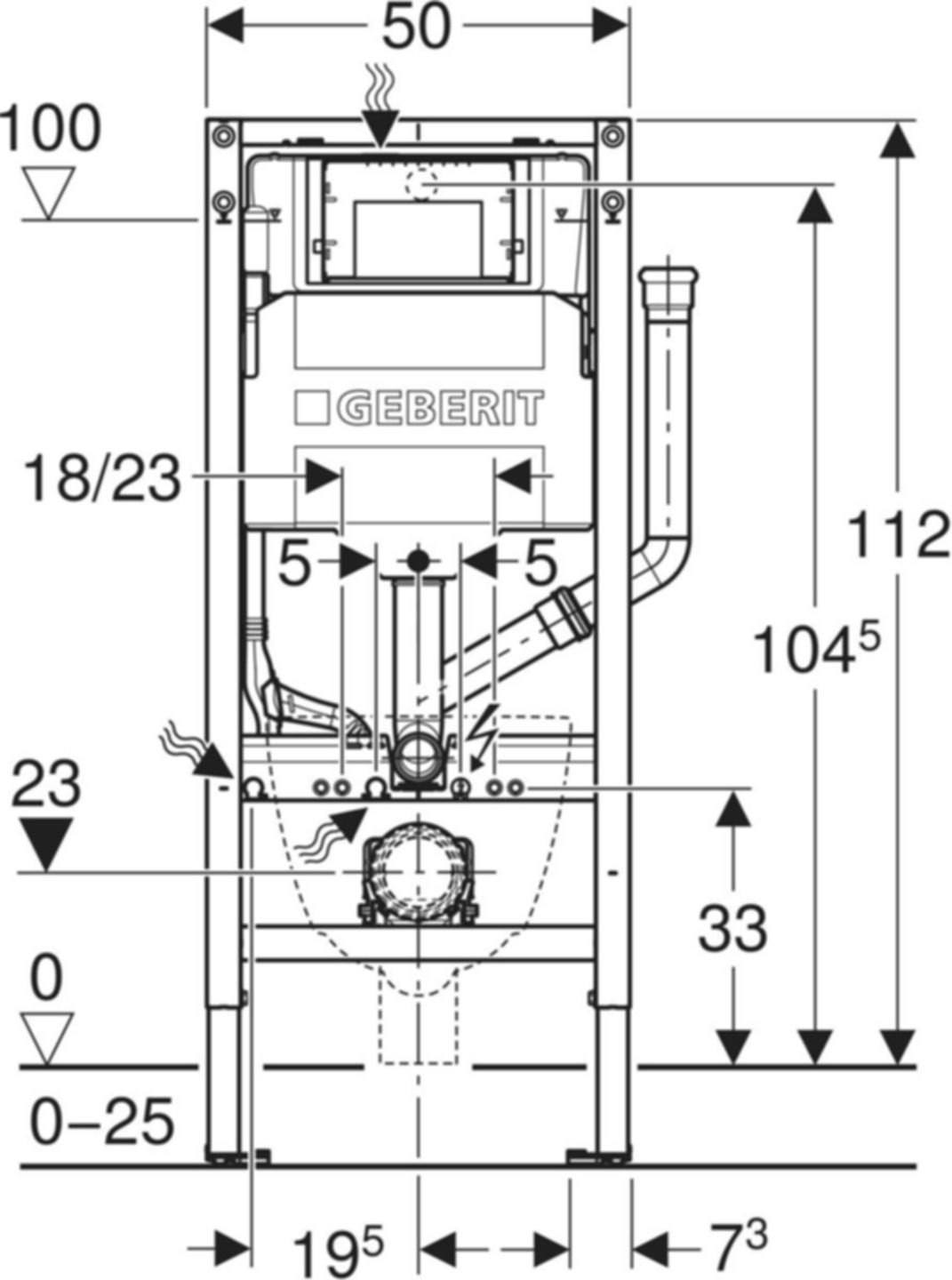Wand-WC-Element Sigma 111.313.00.6 Typ 112 Geruchsabsaugeanschluss - Geberit-Duofix