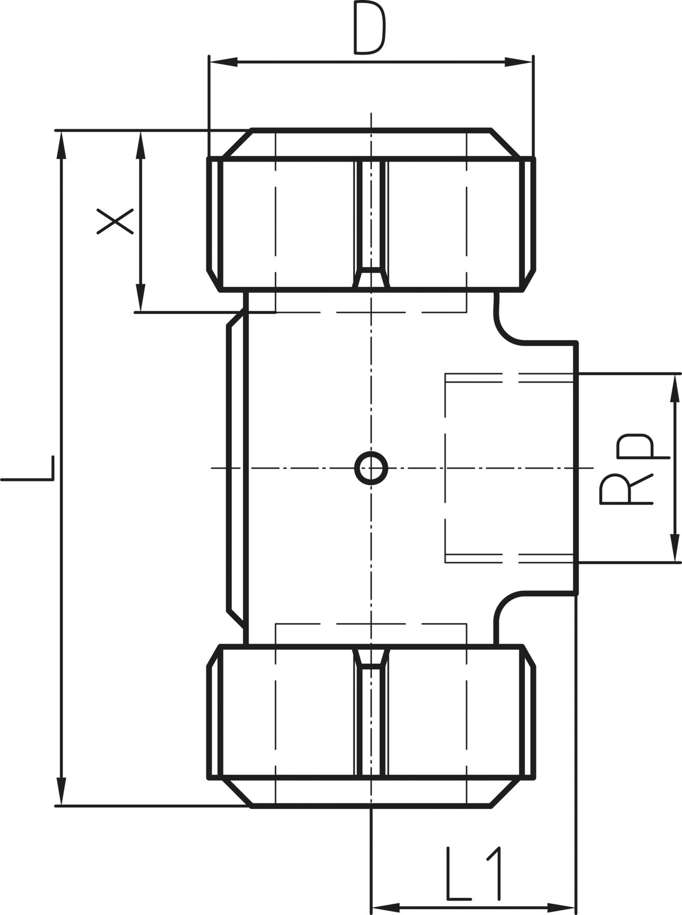 T-Stück egal mit IG, für Stahlrohre EPDM 3/4" 775 316 052 - GF Primofit