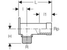 Set Anschlusswinkel 1/2"- MF1/2" 465.034.00.2 mit Aussengewinde - Geberit-Push Fit-Formstücke