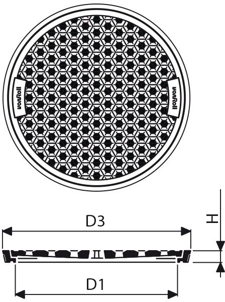 Fig. 2805 060 00 Guss A15 in Zementrohr, gelocht, flach - Einlaufroste von Roll
