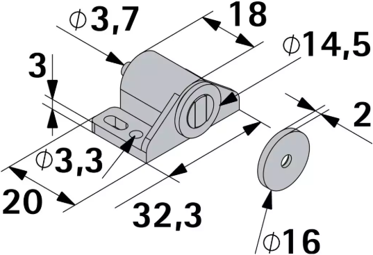 Hettich Magnetschnäpper weiss, 18 x 27mm, Haltekraft 2kg, à 2 Stk - Diverse Möbelbeschläge und Zubehör