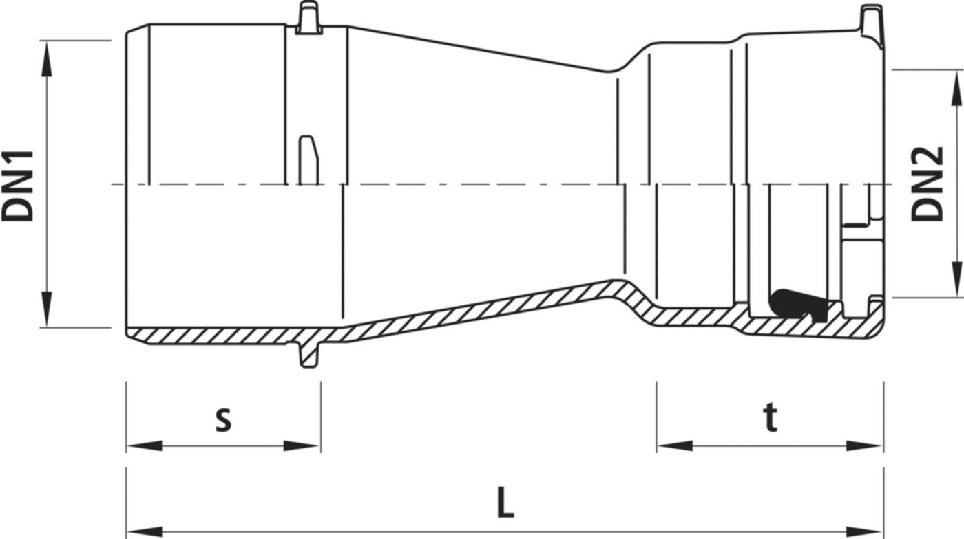 Spitzend/Steckmuffen-Reduktion 5360 DN 300/250 - Hawle Steckmuffenformstücke