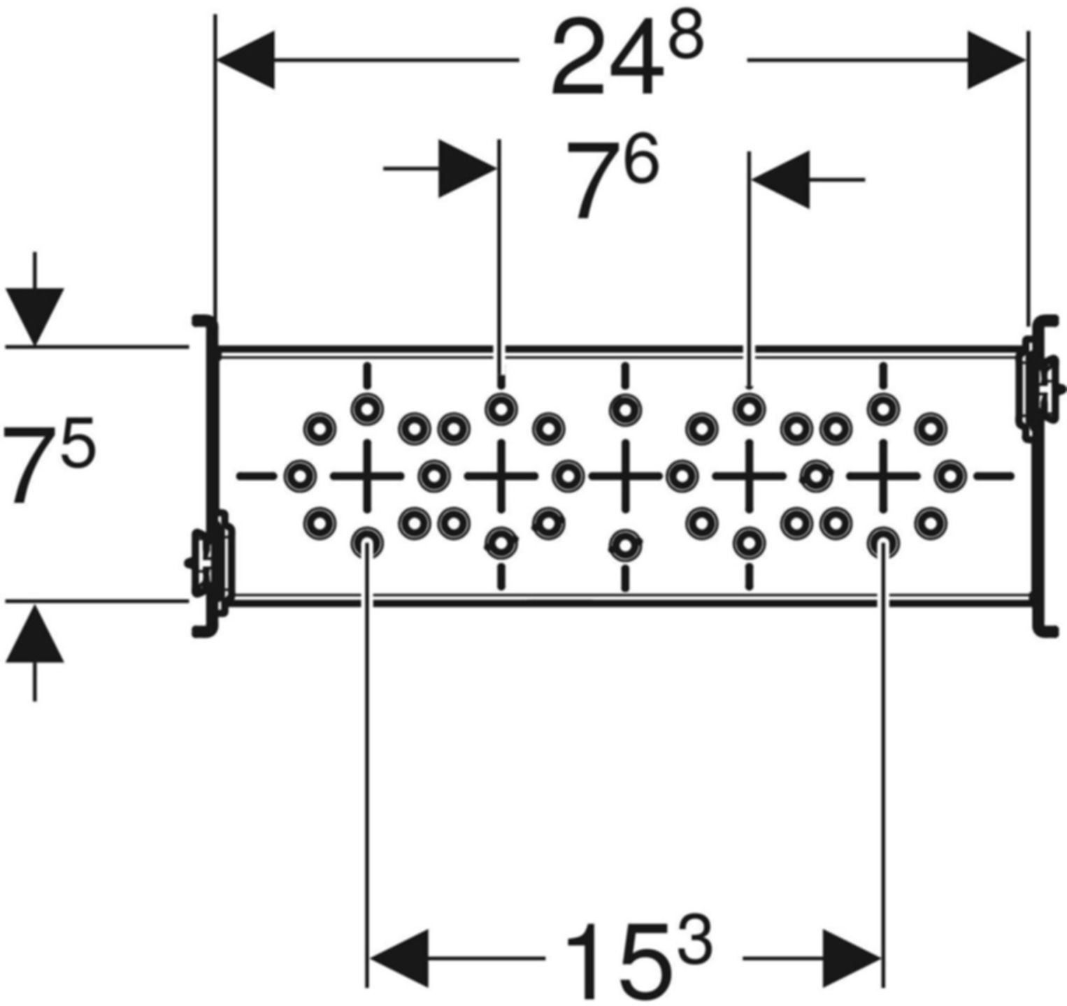 Traverse f. Wandarm. Aufputz 461.740.00.1 mit zwei Wasseranschlüssen 1/2" 153mm - Geberit-GIS