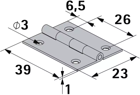 Hettich Scharnier messing matt, 38 x 25 x 1mm, à 2 Stk - Diverse Möbelbeschläge und Zubehör