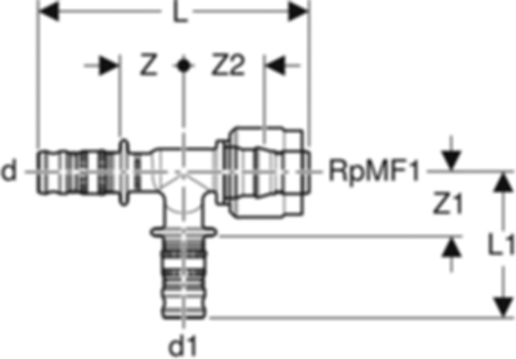 T-Stück 16mm-16mm-1/2" 621.454.00.5 mit MasterFix - Geberit-Mepla-Formstücke