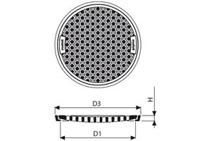 Fig. 2815 015 00 Guss B125 in Zementrohr, gelocht, flach - Einlaufroste von Roll