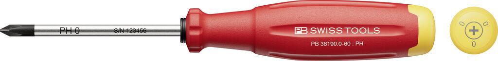PB Schraubenzieher, SwissGrip Evo, Phillips PH PB 38190 , Gr. 0  , L=60mm - Schraubenzieher
