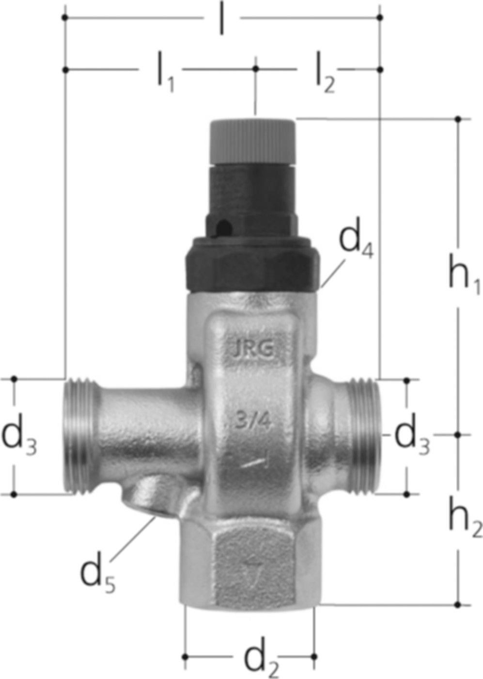 Sicherheitsgruppe DN 20 2203.020 3/4" G 1" , ohne Verschraubungen - JRG Armaturen