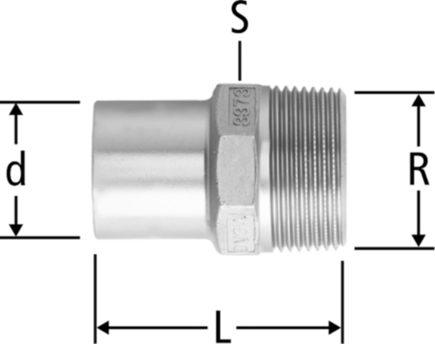 Übergang mit AG 18 x 3/4" 80036.23 mit Einsteckende - Nussbaum-Optipress-Inox-Fittings