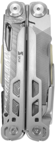 SPLIX Multi-Tool Messer DAM14 Damast-Klinge, silber, 14 Funktionen, Holster - Heften, Schneiden