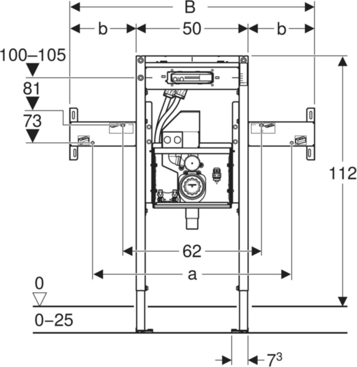 Element für ONE Waschtisch/ONE Wandarmatur Teilhoch, Breite 125cm 111.094.00.2 - Geberit-Duofix