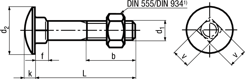 Flachrundschr mit 6-kt Mu St vzb BN248 DIN603MU M8x30 - Bossard Schrauben