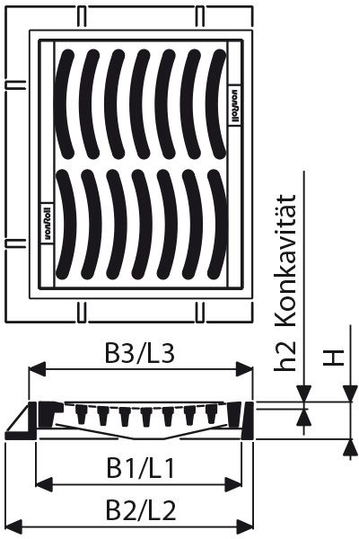 Fig. 2920 002 00 Guss C250 WIENERLI, gewölbt 15mm - Einlaufroste von Roll